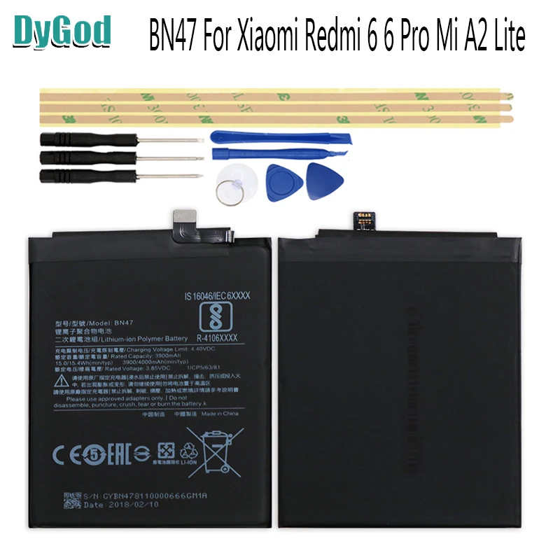 DyGod 3900/4000 мАч BN47 для Xiaomi Redmi 6 Pro Экстрим Замена батареи Mi A2 Lite телефона +
