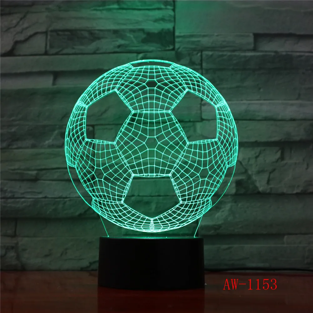 3D стильная Светодиодная лампа с сенсорным датчиком Футбольная форма ночник для