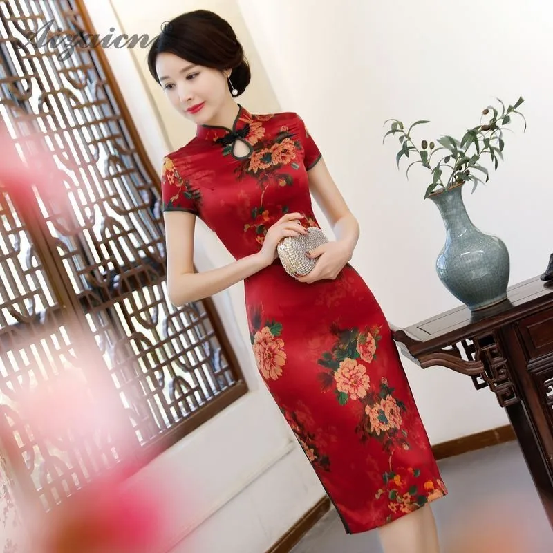 Китайское традиционное атласное платье Qipao свадебное Qi Pao китайский стиль