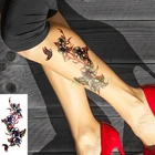 Водонепроницаемая Временная тату-наклейка чернильный цвет цветок бабочка тату наклейки флэш-тату поддельные татуировки для девушек мужчин женщин