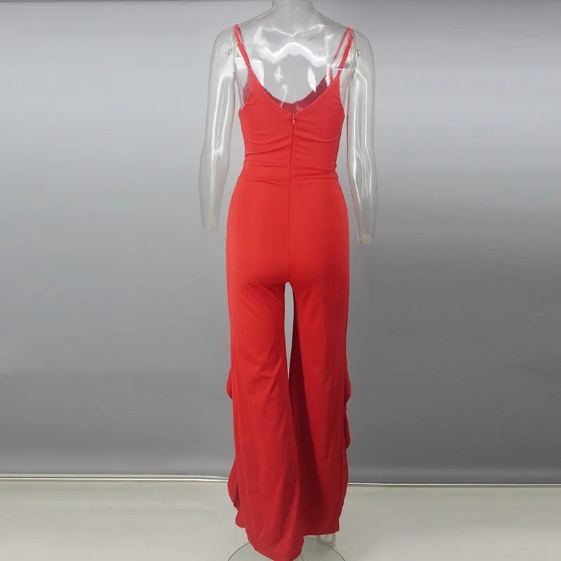Slaygirl Jumpsuits for women 2019 fashion Womens rompers Party Clubwear Jumpsuit Sexy Ruffles Red Long Trousers Pants Overalls | Женская