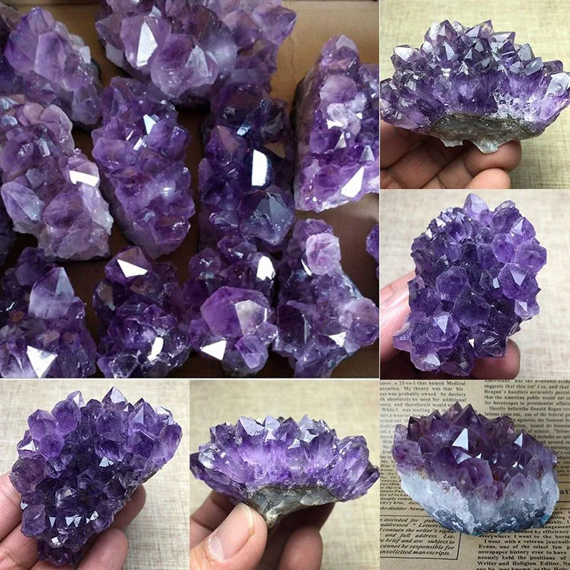 Домашний декор натуральный Уругвайский аметист кластера Geode фиолетового цвета с