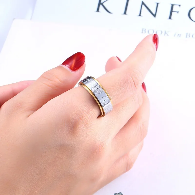 Женское Молитвенное религиозное кольцо Anillos серебряное золотое из нержавеющей
