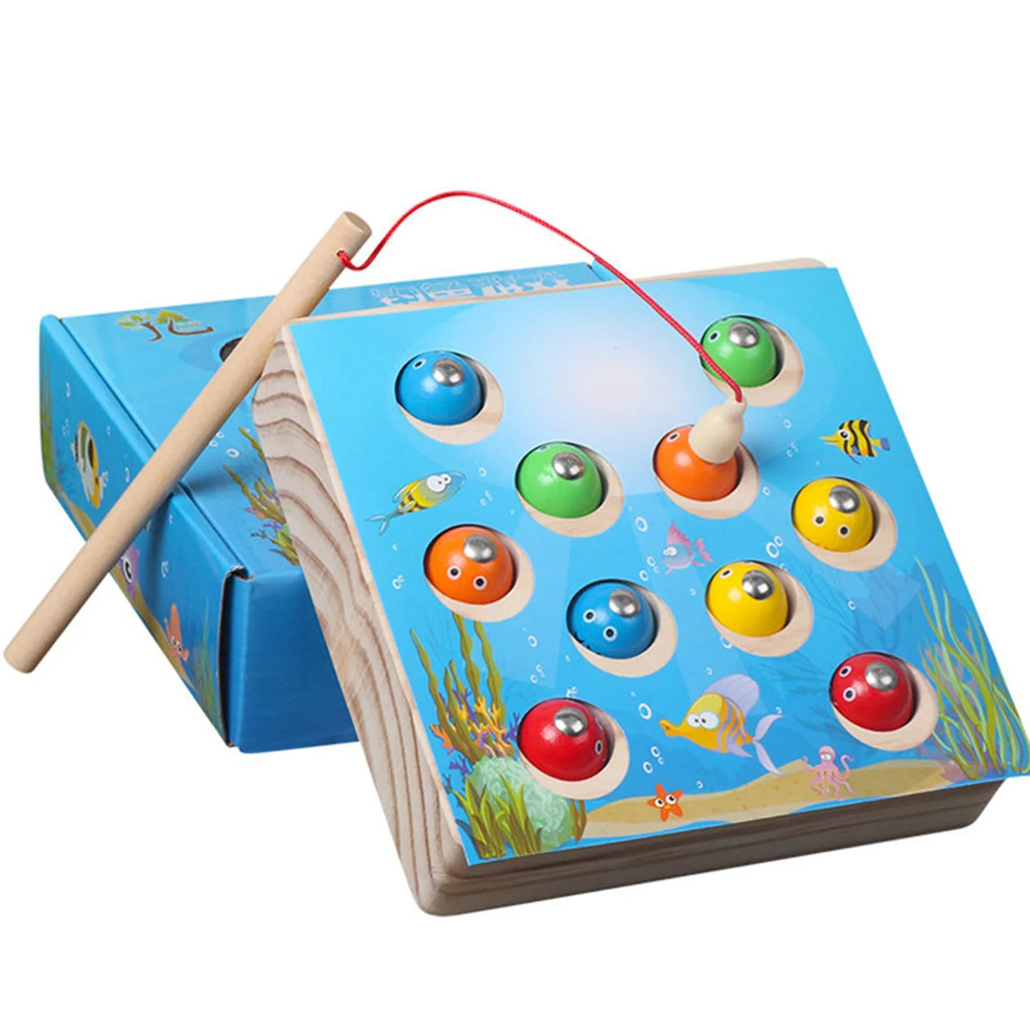 Детские деревянные игрушки магнитные игры для рыбалки детей 3D Рыба детские