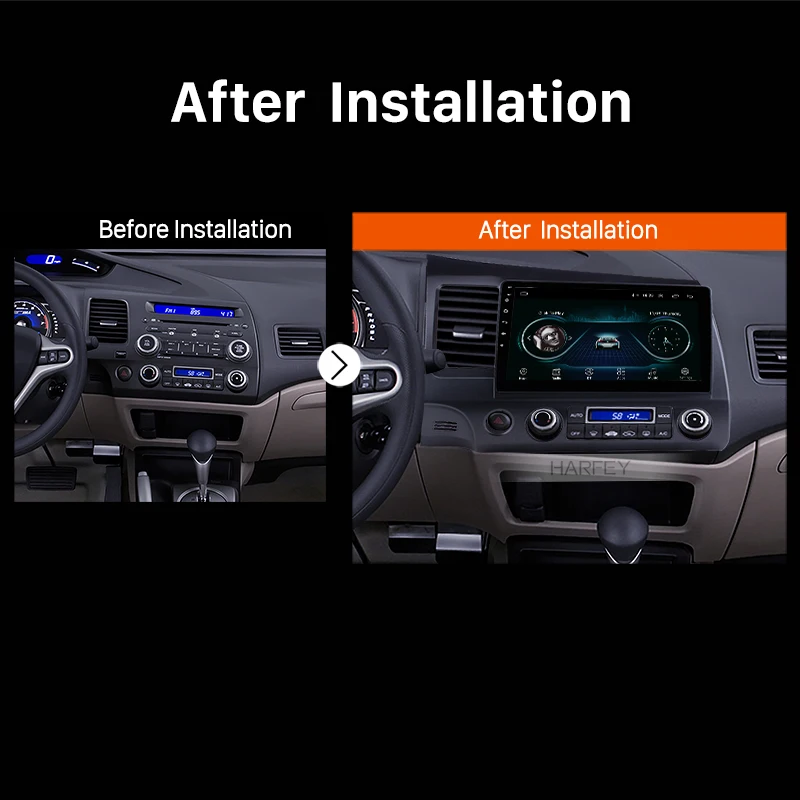 Harfey Android 8.1 2Din 10.1&quot HD Car Radio For 2006 2007 2008-2011 Honda Civic GPS Mutimedia Player Head Unit Bluetooth Audio |