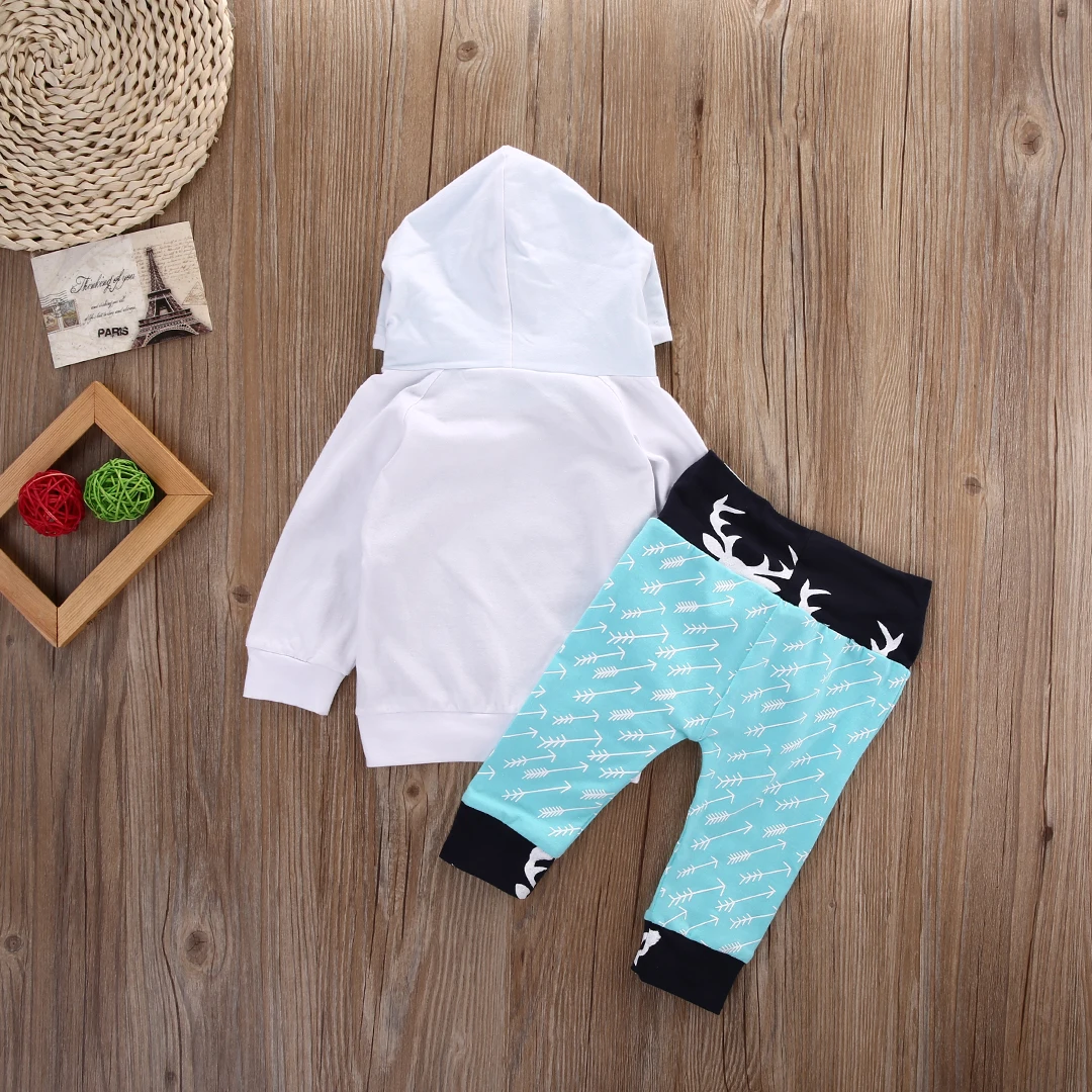Christmas Kids Baby Girls Boys Hooded Tops Pants Outfits Set 2pcs suit baby boy clothes Sets newborn 0-5T | Детская одежда и обувь