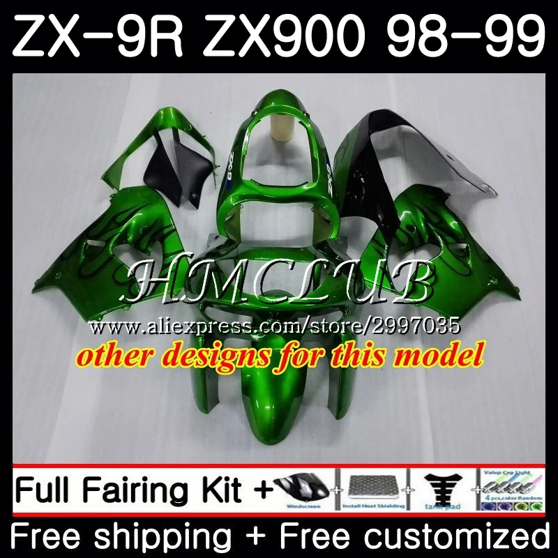 Корпус для KAWASAKI NINJA ZX 900 ZX900 ZX9 R 9R 1998 1999 65HC. 10 9 900CC Shark fish ZX9R 98 99 комплект
