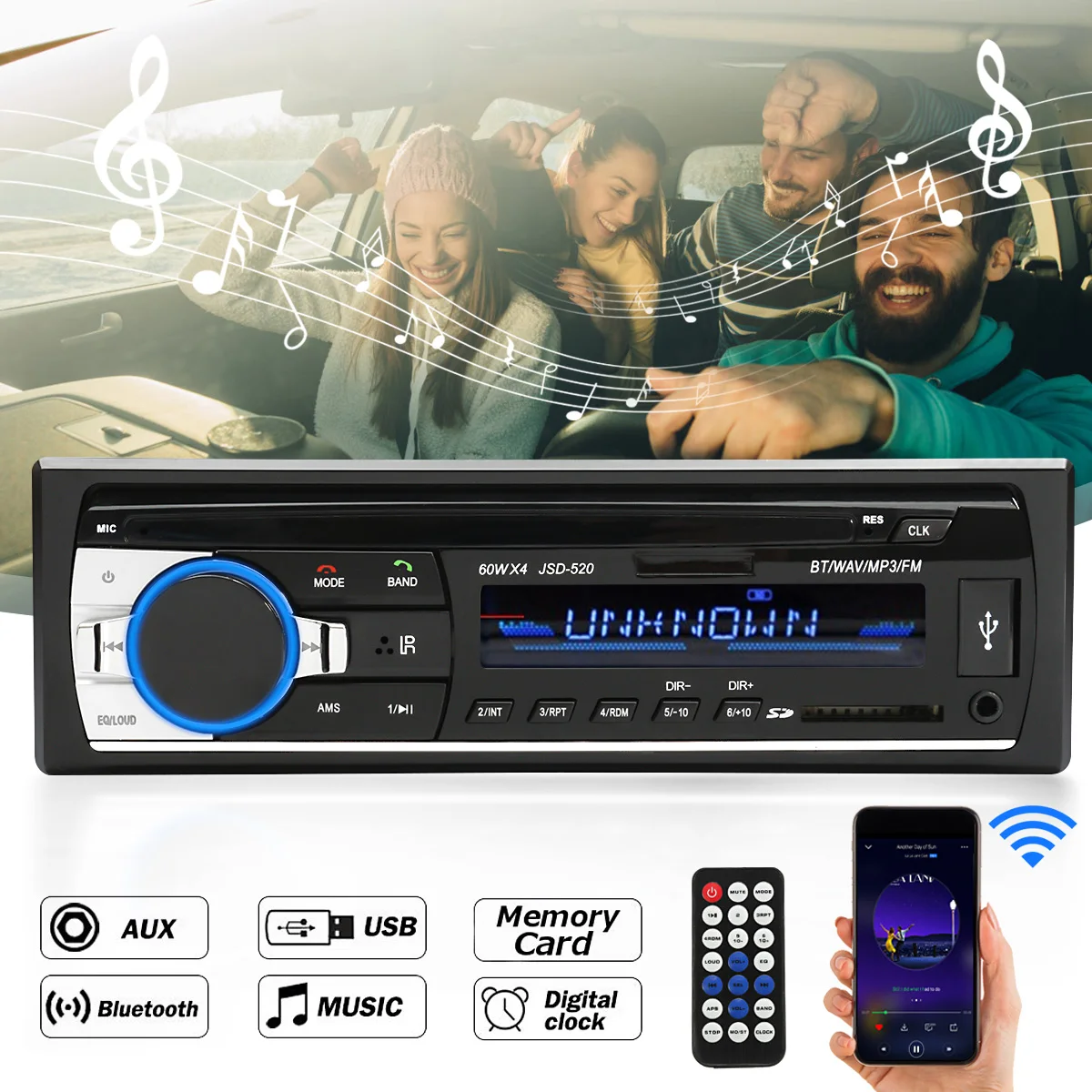 Автомобильный стерео аудио bluetooth 24V In-Dash Aux вход USB MP3 fm-радио плеер JSD-520 bluetooth тип w/пульт дистанционного управления w/кабель