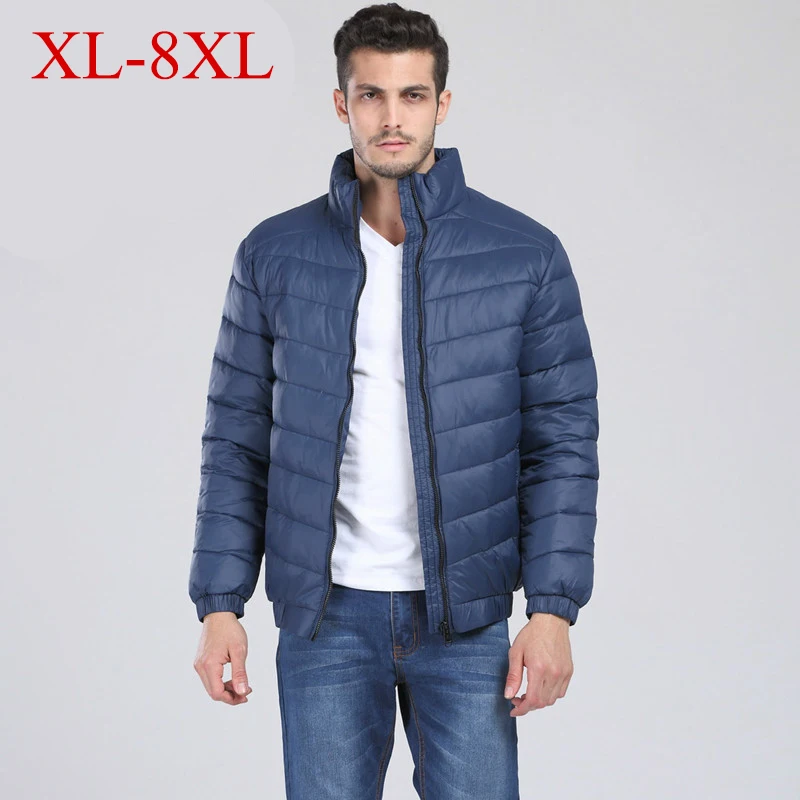Зимняя утепленная мужская пуховая куртка размера плюс 8XL 7XL 6XL легкая на белом
