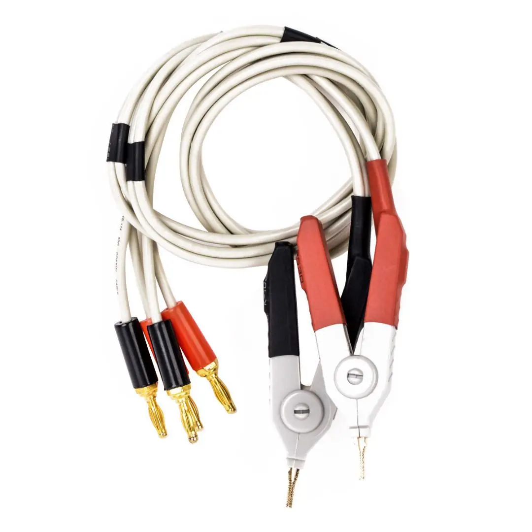 

CNIM Hot 1 pair insulated banana plug clips cable Low Resistance LCR Clip Probe Leads Test Meter Terminal Kelvin New