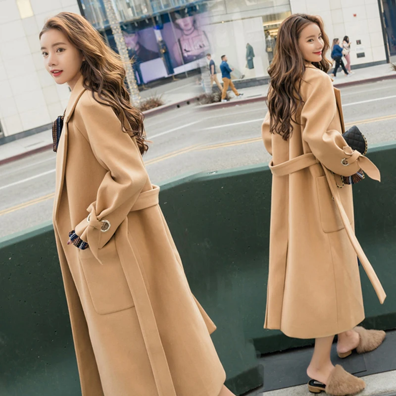 2019 осень зима женская повседневная шерстяная ветровка большого размера