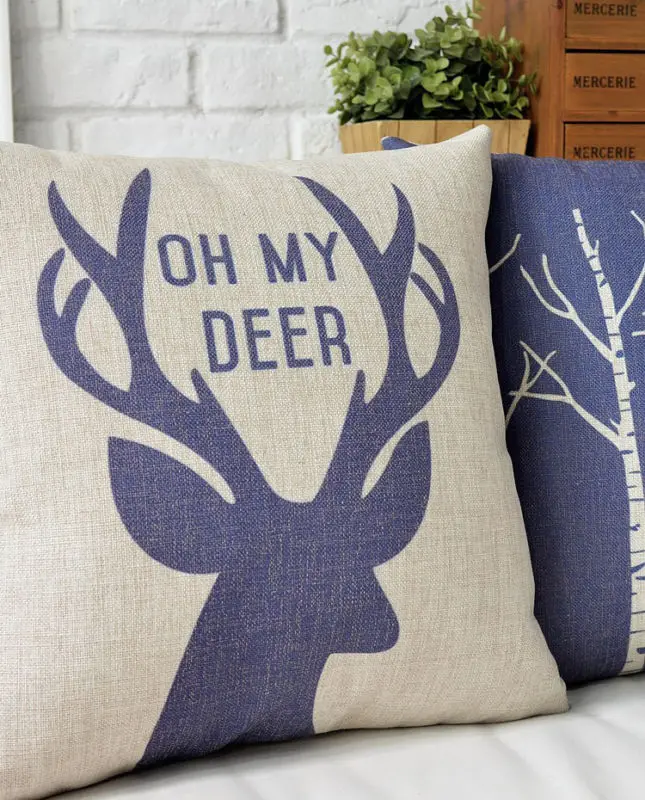 Letter Linen Pillow Case Cushion Hglegywnordic Reindeer Elk Animal Soft Room Gifts Single Sides Printing 18&quot | Дом и сад