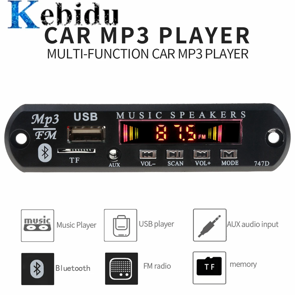 Автомобильный MP3 декодер Kebidu 5 в 12 В Bluetooth плата MP3-плеер автомобильный комплект