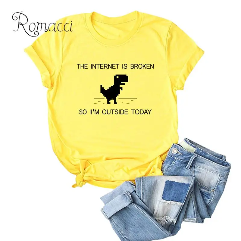 Romacci Женская летняя футболка 2020 корейские топы Kawaii уличная одежда Camiseta Mujer принт с