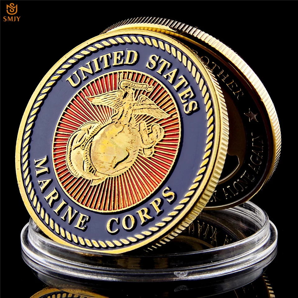 Позолоченная памятная монета морской пехоты США Recon USMC коллекция монет для