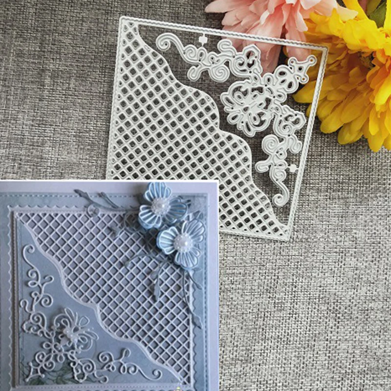 Металлические режущие штампы трафареты сетка фон квадратная рамка для DIY
