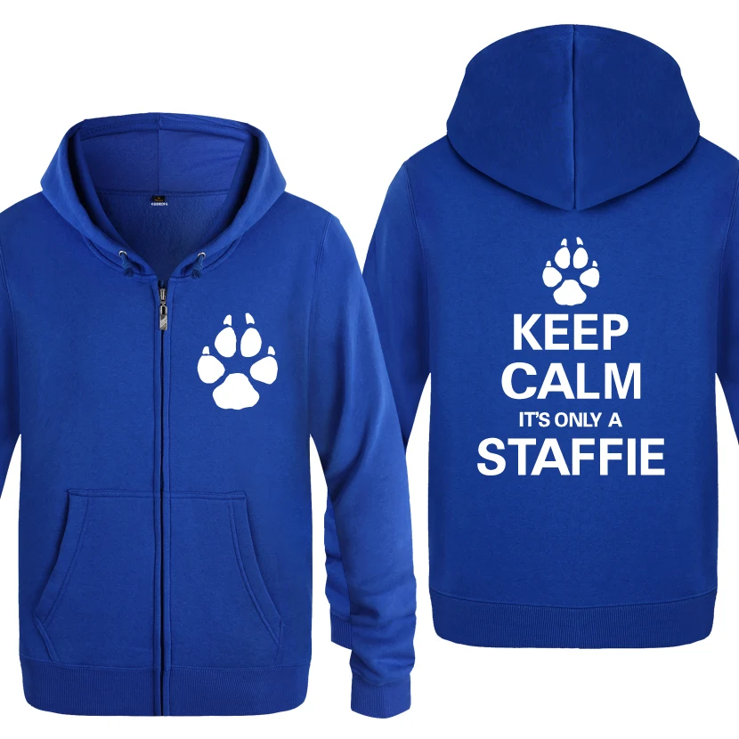 

Keep Calm It's Only A Staffie Novelty Funny Creative Sweatshirts Men 2018 Mens Zipper Hooded Fleece Hoodies Cardigans