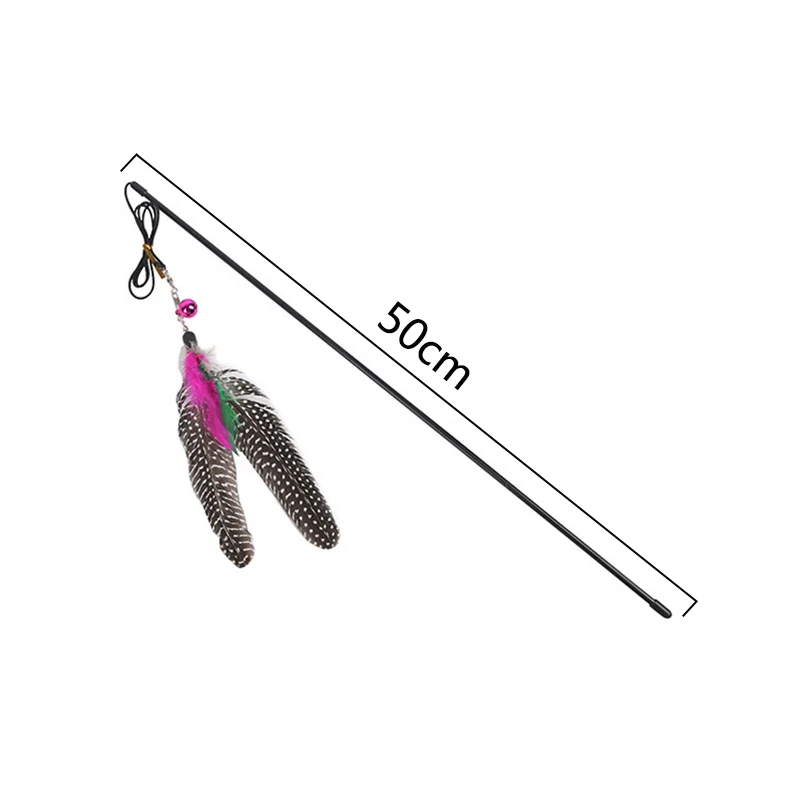 New Feather Plush Plastic Toy For Pet Long Size Cute Cat Catcher Teaser Turkey Funny Bird With Bell Flying Stick | Дом и сад