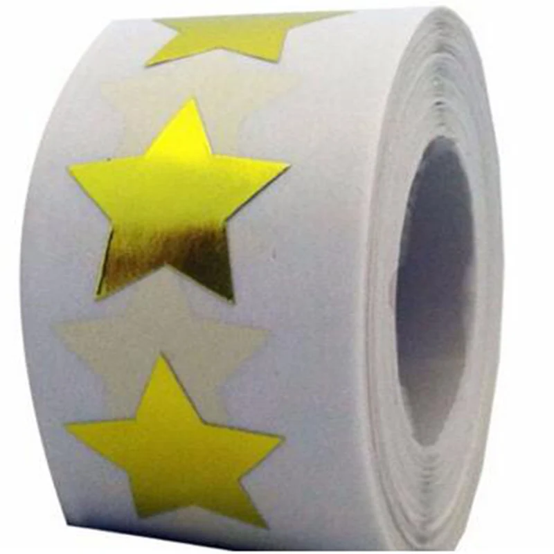 Большой в виде Золотой звезды наклейки 2 дюймов Блестящий металлический Фольга