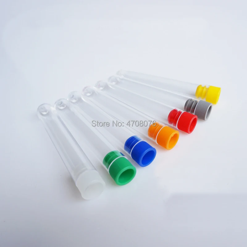 12x60 мм 100 шт./лот пластиковая пробирка с цветной крышкой PS материал этикетки для