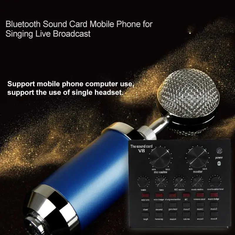 V8 аудио Bluetooth USB гарнитура микрофон K песня стерео прямая трансляция звуковая