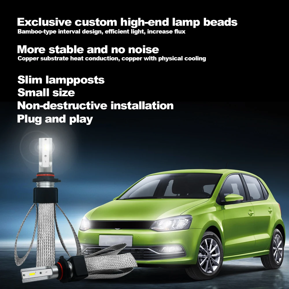 

60W 18000LM LED high brightness car headlights 9005 9006 H1 H4 H7 H11 Copper belt with high speed heat dissipation 12V 24V(2pcs)