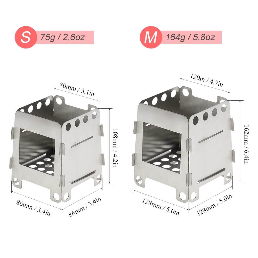 

LIXADA Outdoor Camping Stove Portable Folding Titanium Wood Stove for Backpacking Hiking Picnic Hunting BBQ Cooking