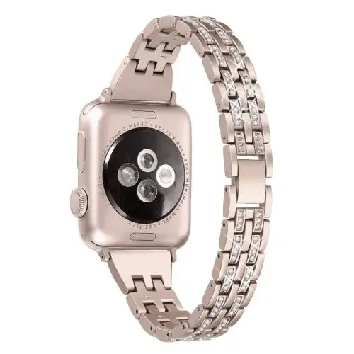 Для Apple Watch iWatch Band 42 мм из нержавеющей стали Женский Блестящий бриллиантовый