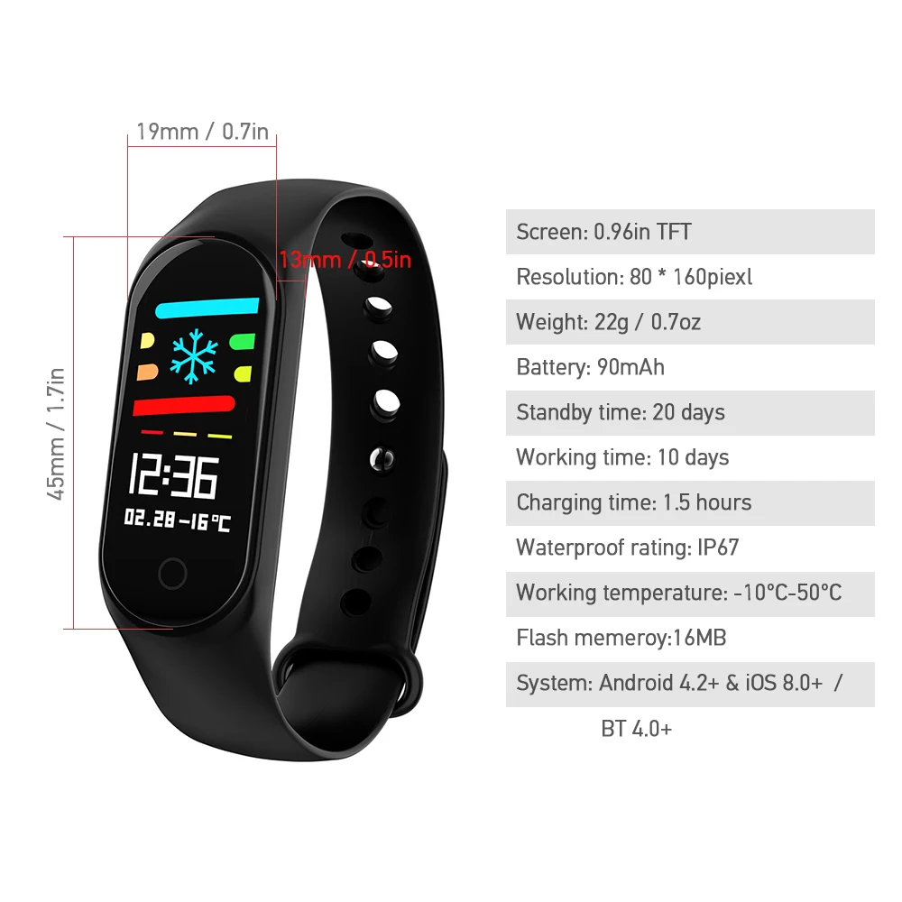 M3S Smart Wristband Fitness Tracker Sports Bracelet Life Waterproof Blood Pressure Heart Rate Monitor Band | Электроника