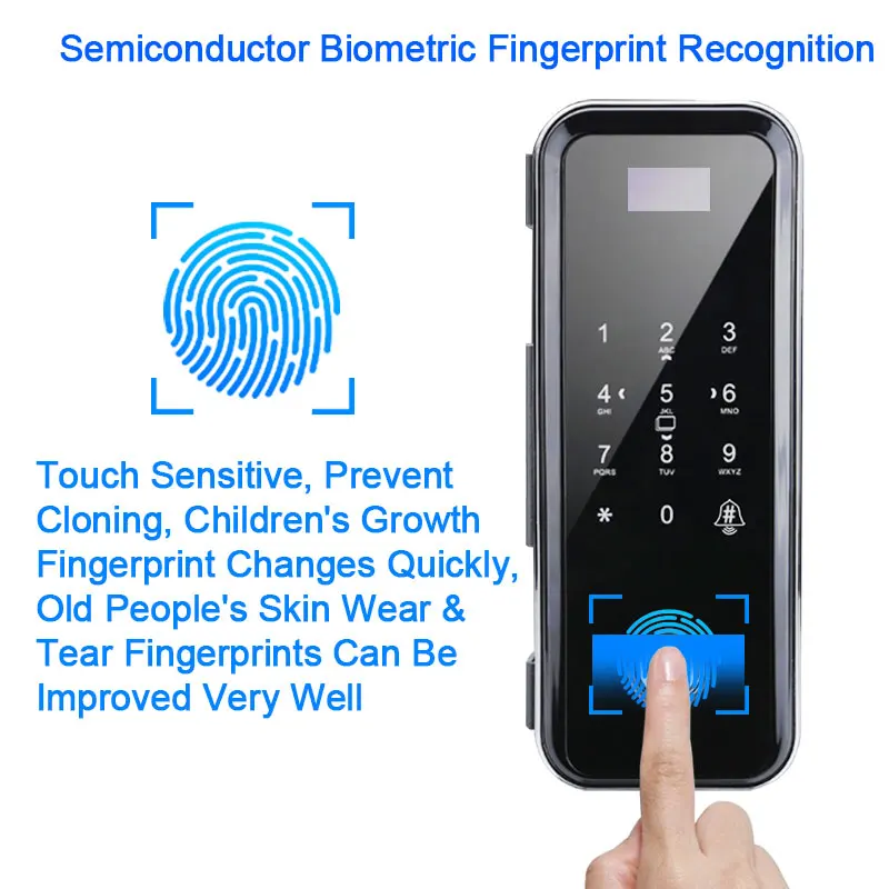 Digital Door Lock Glass Electric With Touch Fingerprint Keypad Smart Card Remote Control Office Home electronic | Безопасность и