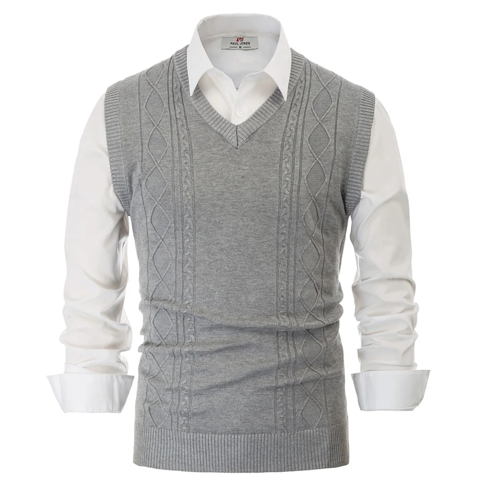Стильный мужской свитер вязаный кардиган жилет v-образный вырез без рукавов
