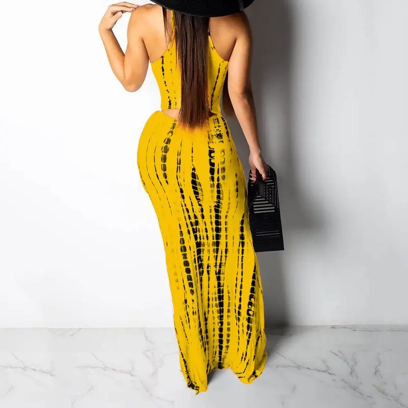 Пикантные Бандажное платье-хальтер для женщин Boho желтый спинки пляжные