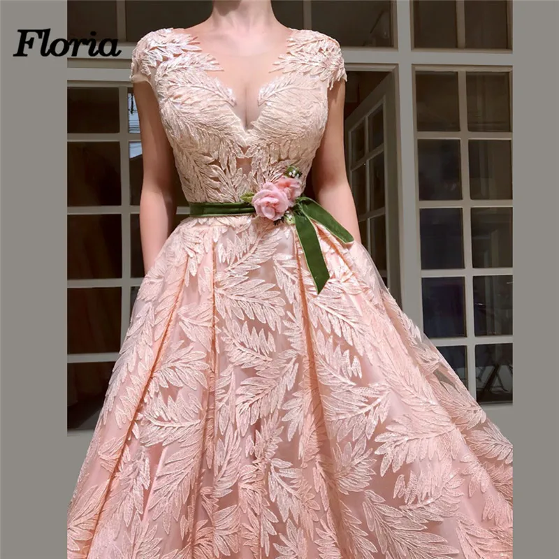 

Arabic Pink Lace Evening Dresses Custom made Abiye Formal Prom Dress Vestido de festa Dubai Party Gowns kleider damen abendkleid