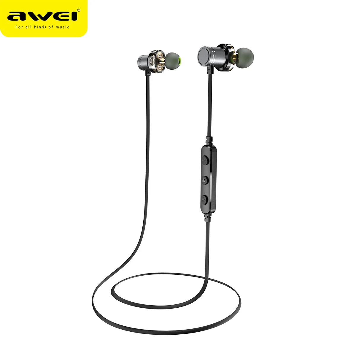 AWEI X670BL 2DD водонепроницаемые bluetooth наушники двойные динамические спортивные Hi Fi