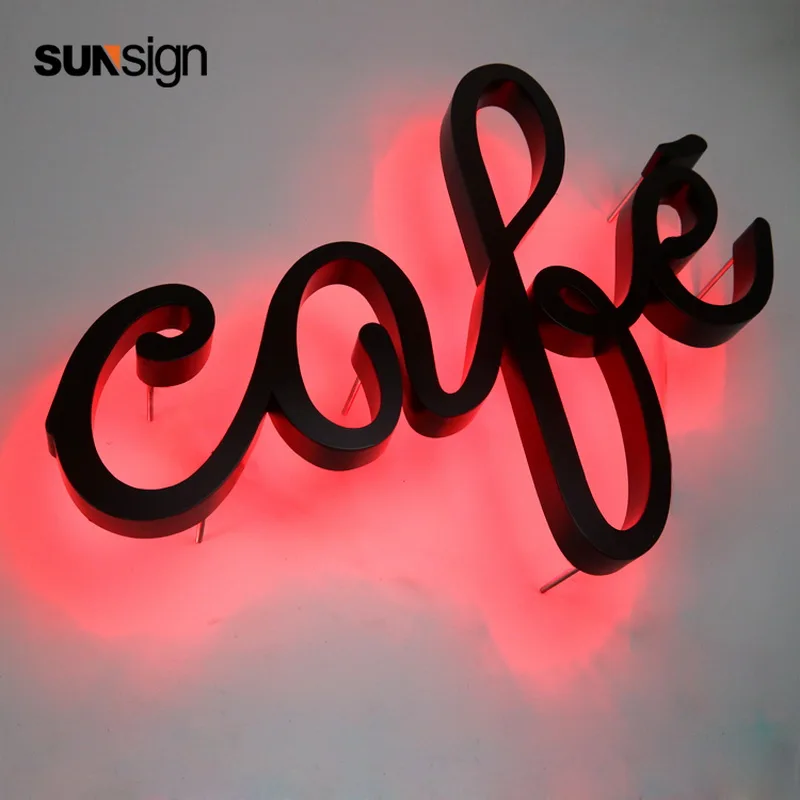 Fabricated indoor cafe hotel reverse back lit halo lit led channel letter sign