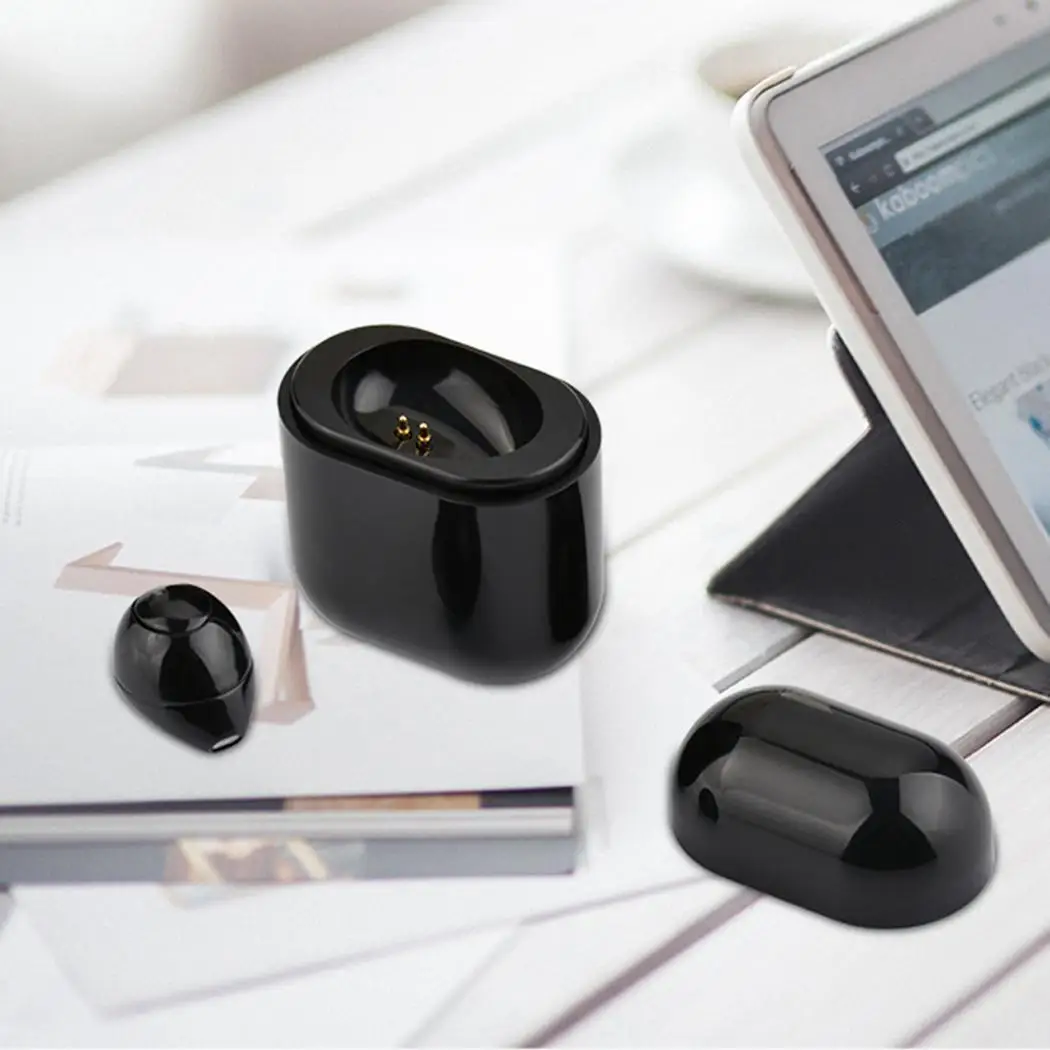 Мини невидимые наушники беспроводные Bluetooth с беспроводной зарядной коробкой 3