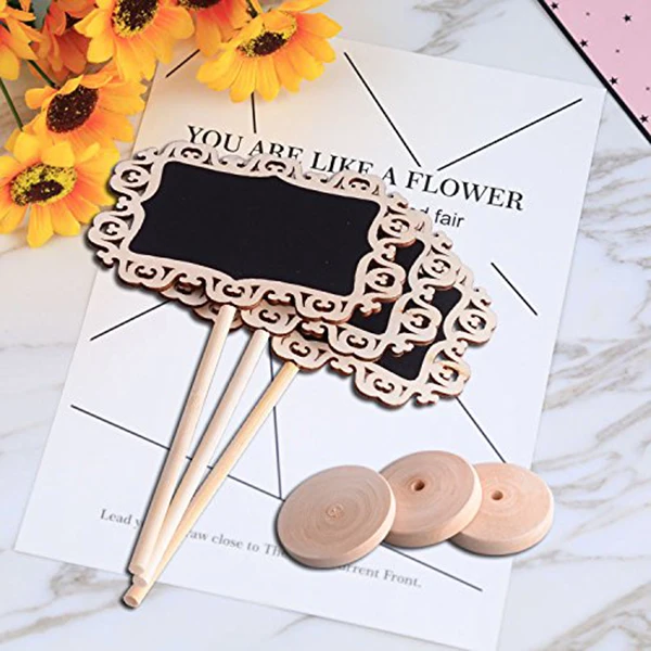 

14 PCS Mini Decorative Border Chalkboard Signs with Stand Black Board for Weddings Place Cards, Parties, Message Board Signs a