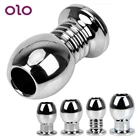 Оло полый Анальная пробка Анальный дилатор металлический спектральный секс-игрушки для женщин мужчин Douche клизма Анальная пробка простата массажер интимные товары