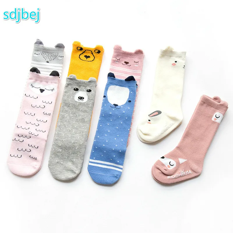 

2017 New Fashion Korean Cartoon Cotton Children Socks Three-dimensional Ears Knee high Socks Baby Socks Non-slip for 0 to 4T