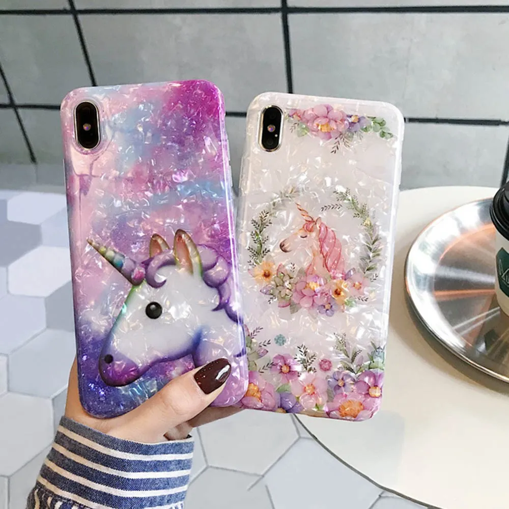 KISSCASE модные милые чехлы для телефонов с единорогом iPhone 7 X XS Max XR мягкая цветная