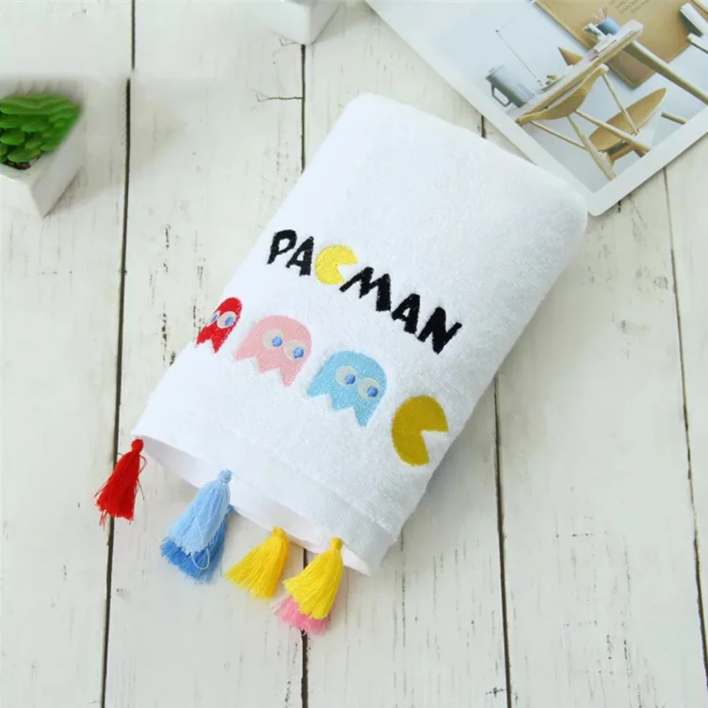 Turetrip Мягкое хлопковое полотенце 35х75см Pacman вышитое для лица ванны милое салона