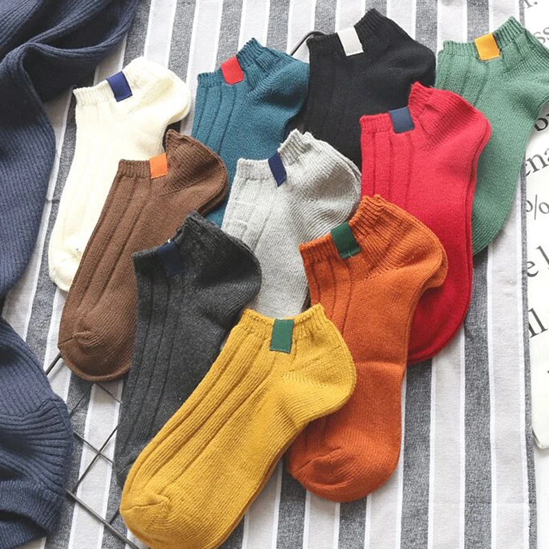 Harajuku Couple Cotton No Show Socks Men Women Knitted Warm Soft Short Preppy Style Solid Color Low Cut Ankle Unisex | Женская одежда