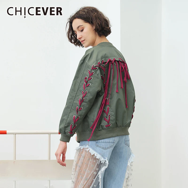 Женский бандажный жакет CHICEVER с рукавом летучая мышь и стоячим воротником на