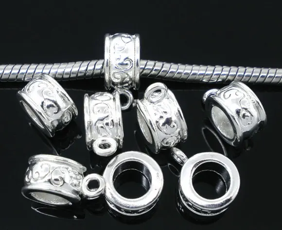 

DoreenBeads 30 SP Flower Bail Beads Fit Charm Bracelet 13x9mm (B05578), yiwu