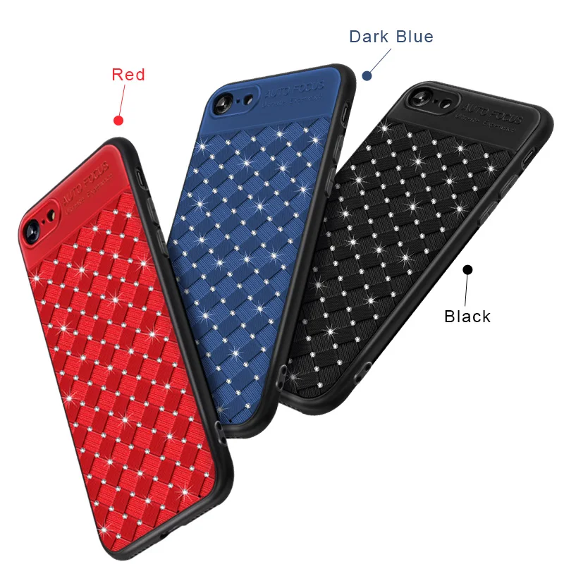 Чехол KKREFF для iPhone 7 Plus TPU + PC бриллиантовая оплетка чехол телефона X XR XS Max 5 5SE 6 8
