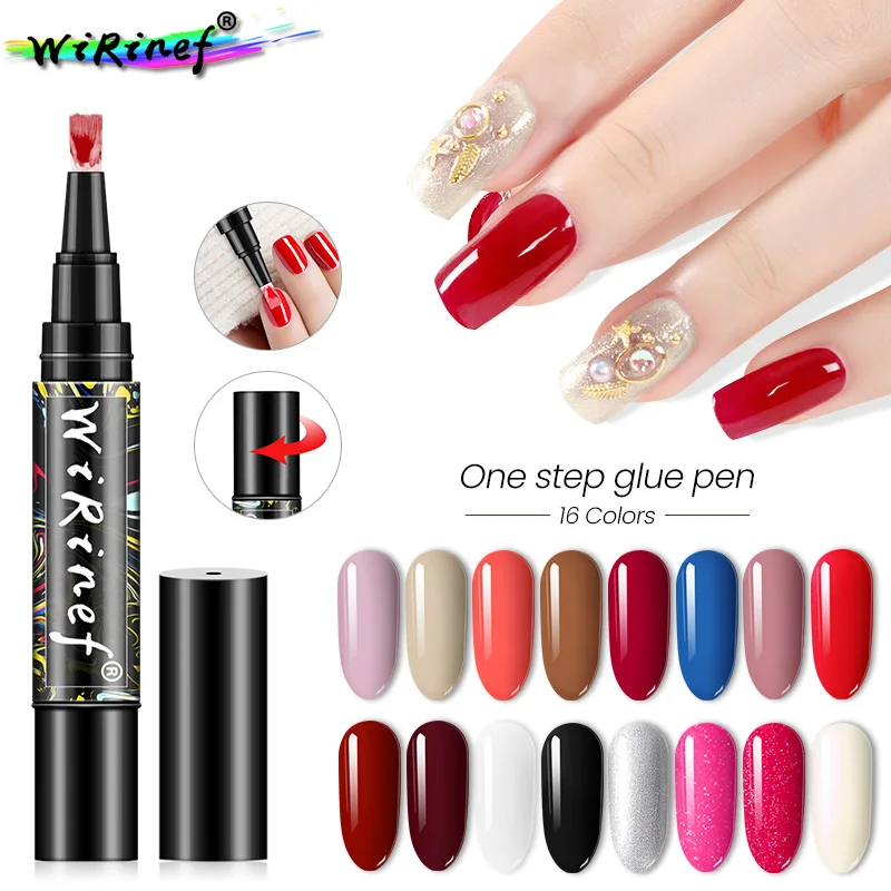 

Гель-лак WiRinef для ногтей 3 в 1, гель-ручка для маникюра и дизайна ногтей, долговечный маникюрный клей, не требующий верхней основы