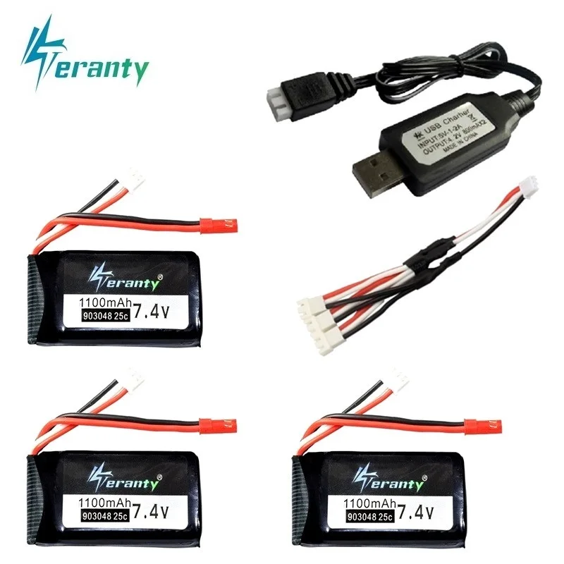 

7.4V 1100mah LiPo Battery With USB Charger For Wltoys V353 A949 A959 A969 A979 k929 7.4v Battery For RC Cars Helicopters Boats