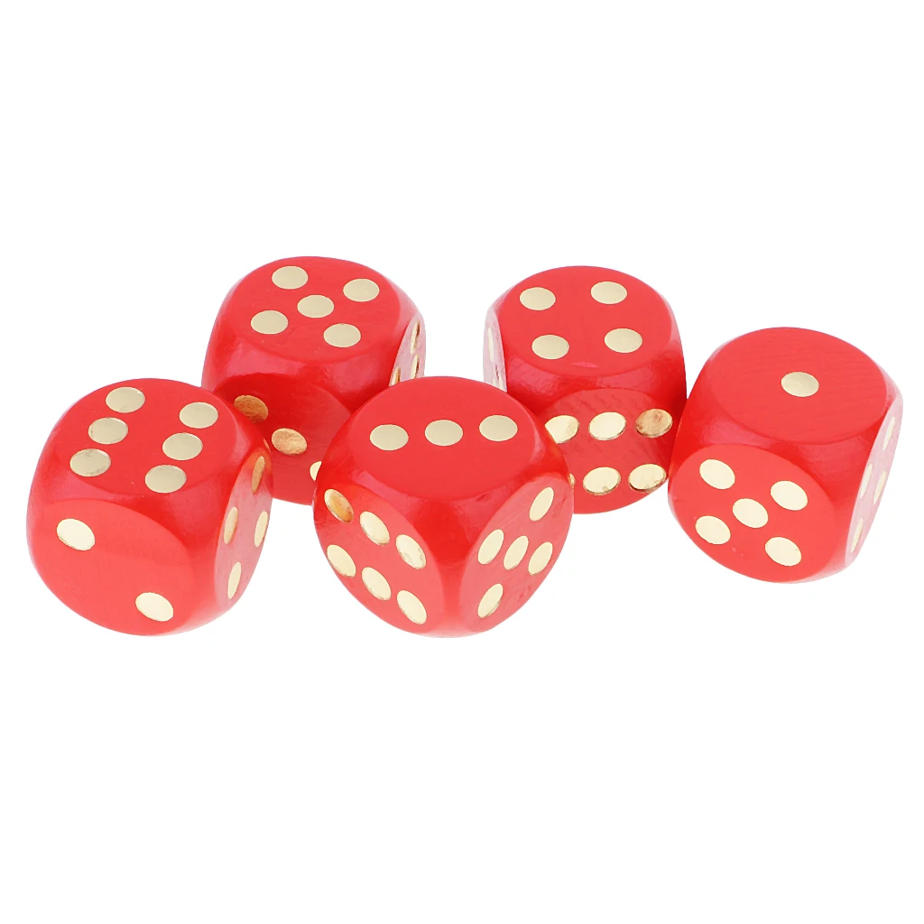 5 шт./компл. 3 см Деревянный кубик для настольной игры D6 шестигранные точечные