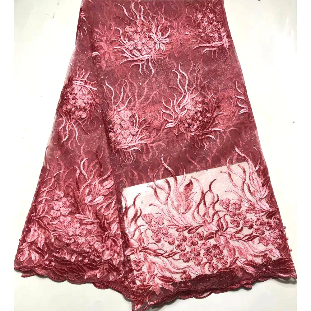 African Lace Fabric 2019 Embroidered Nigerian Laces High Quality French Tulle For Party Dress 5 Yards fabrics | Дом и сад