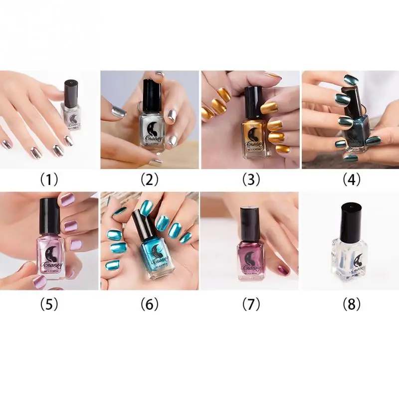 6 ml Hot Nail Art Makeup Cosmetics Waterproof Matel Varnish Oil Metallic Effect Silver Mirror Fingernail Polish 7 colors | Красота и